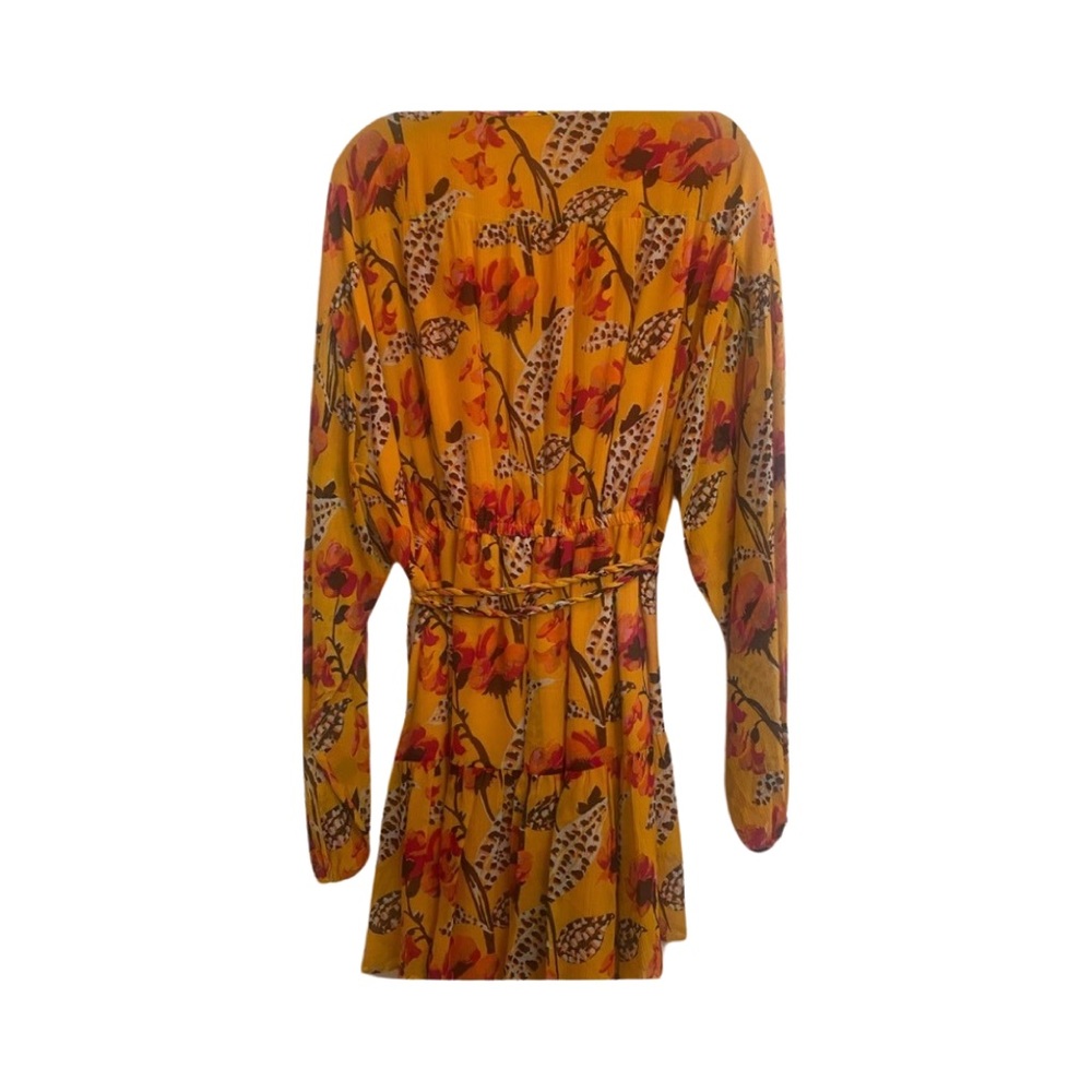 A.L.C. Jen Silk Floral Yellow Dress Size 12 - Picture 10 of 15